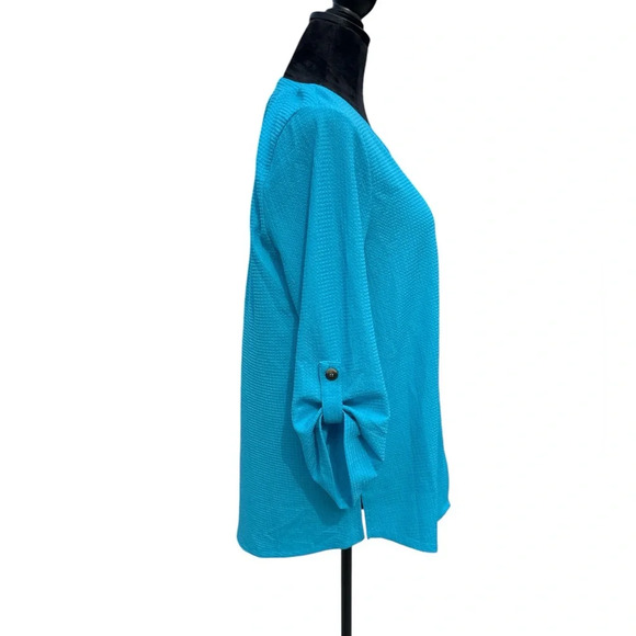 Floral & Ivy Women’s Turquoise Button-Up Blouse, Size M – Lightweight Casual Top - Picture 12 of 12